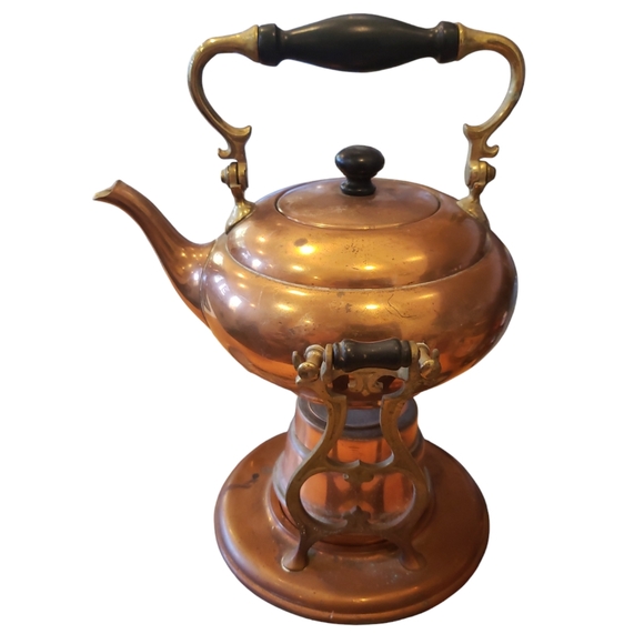 Antique Victorian Copper and Brass Swival Teapot Warmer - Picture 1 of 8